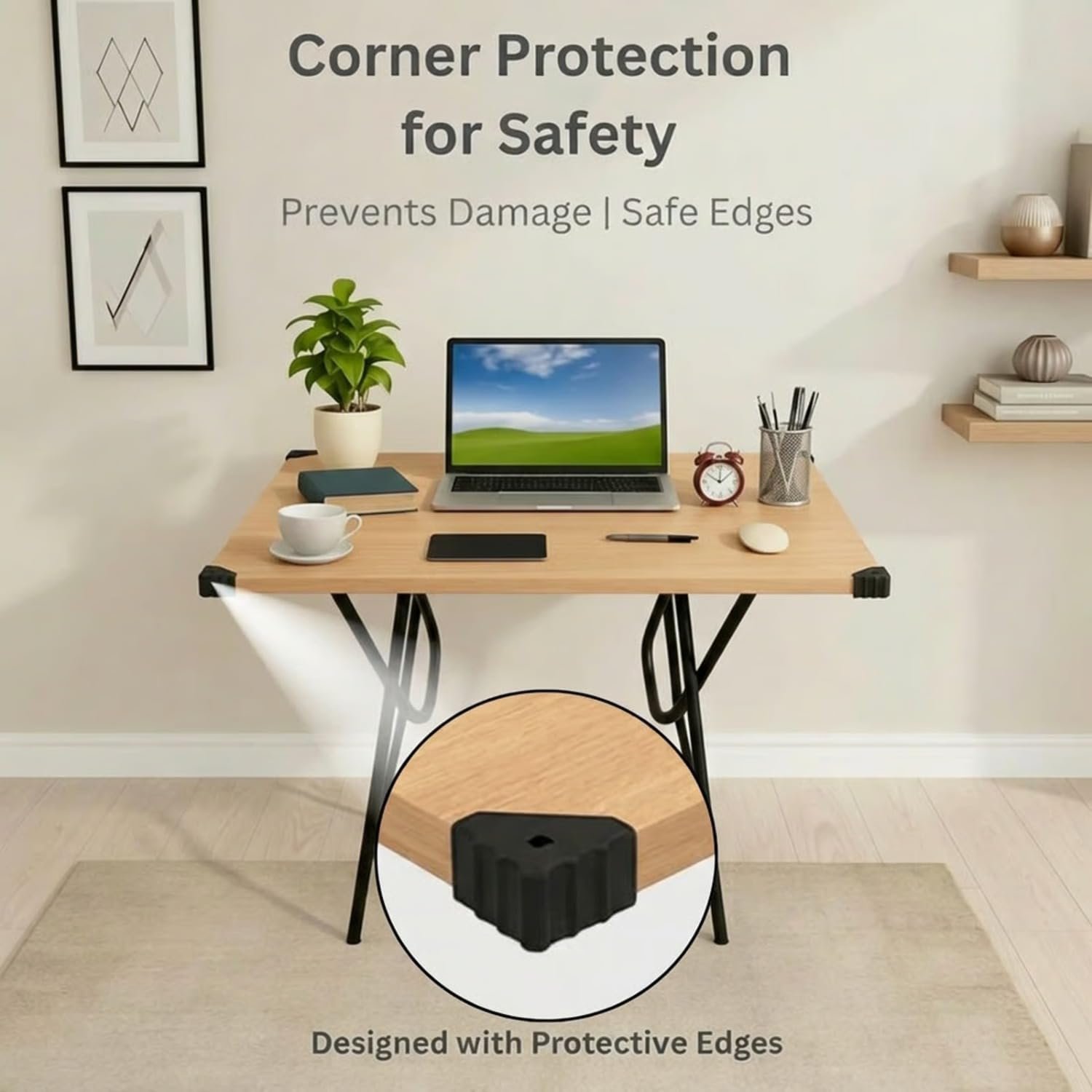 wow craft Foldable & Portable Study Table for Home & Office | Multipurpose Laptop & Computer Desk with Engineered Wood Top & Powder-Coated Metal Frame | FS Beech - Image 2