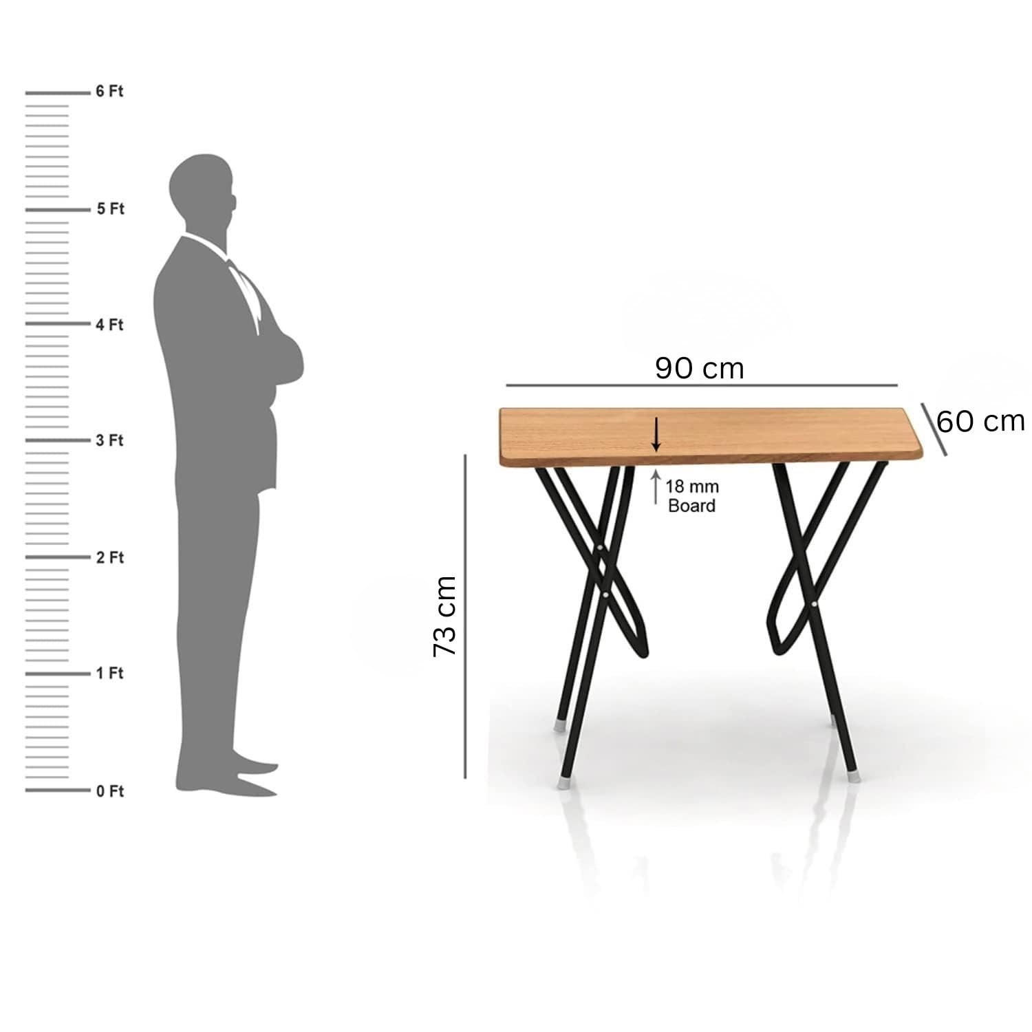 wow craft Foldable & Portable Study Table for Home & Office | Multipurpose Laptop & Computer Desk with Engineered Wood Top & Powder-Coated Metal Frame | FS Beech - Image 3