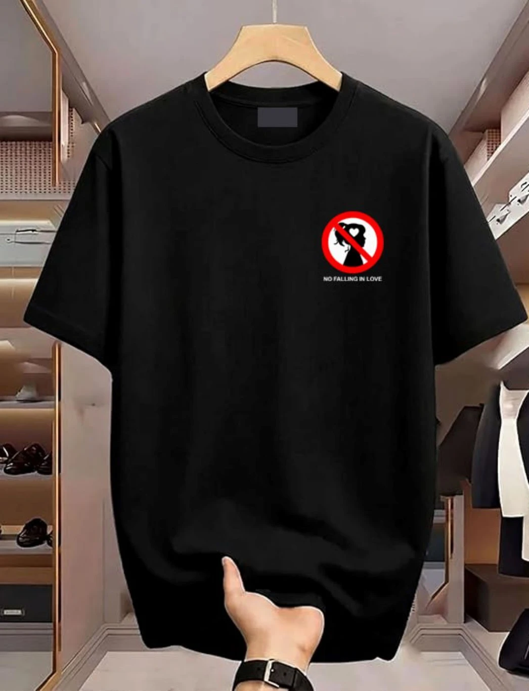 kanitex Men Printed Round Neck Cotton Blend Black T-Shirt - Image 2