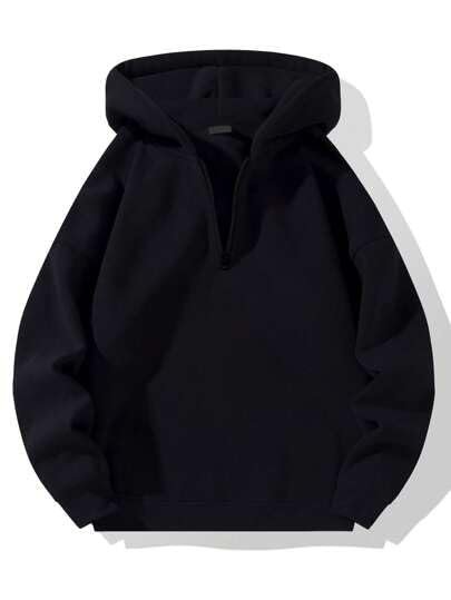 The Modern Soul Half Zipper Solid Hoodie for Men