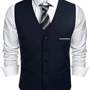 Men's Business Suit Vest Slim Fit Dress Vest Wedding Waistcoat