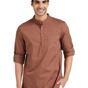 Symbol Premium Men's Mandarin Collar Casual Cotton Poplin Shirt - Regular Fit |Full Sleeve | Pure Cotton (Available in Plus Sizes)
