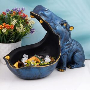 zart Angry Big Mouth Hippopotamus Showpiece for Home Decor | Hippo Showpiece for Home Decorative (Hippo Blue)