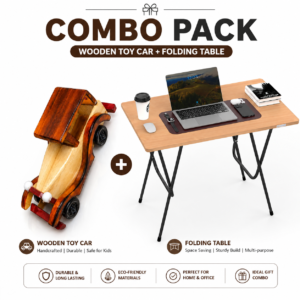 Premium Wooden Toy Car & Foldable Study Table Combo