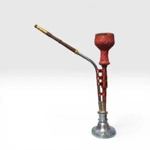 Traditional 22-inch handmade Indian hookah featuring an elegant combination of aluminium, wood, and brass elements with an attractive red finish. Ideal for traditional décor, collection, gifting, and display.